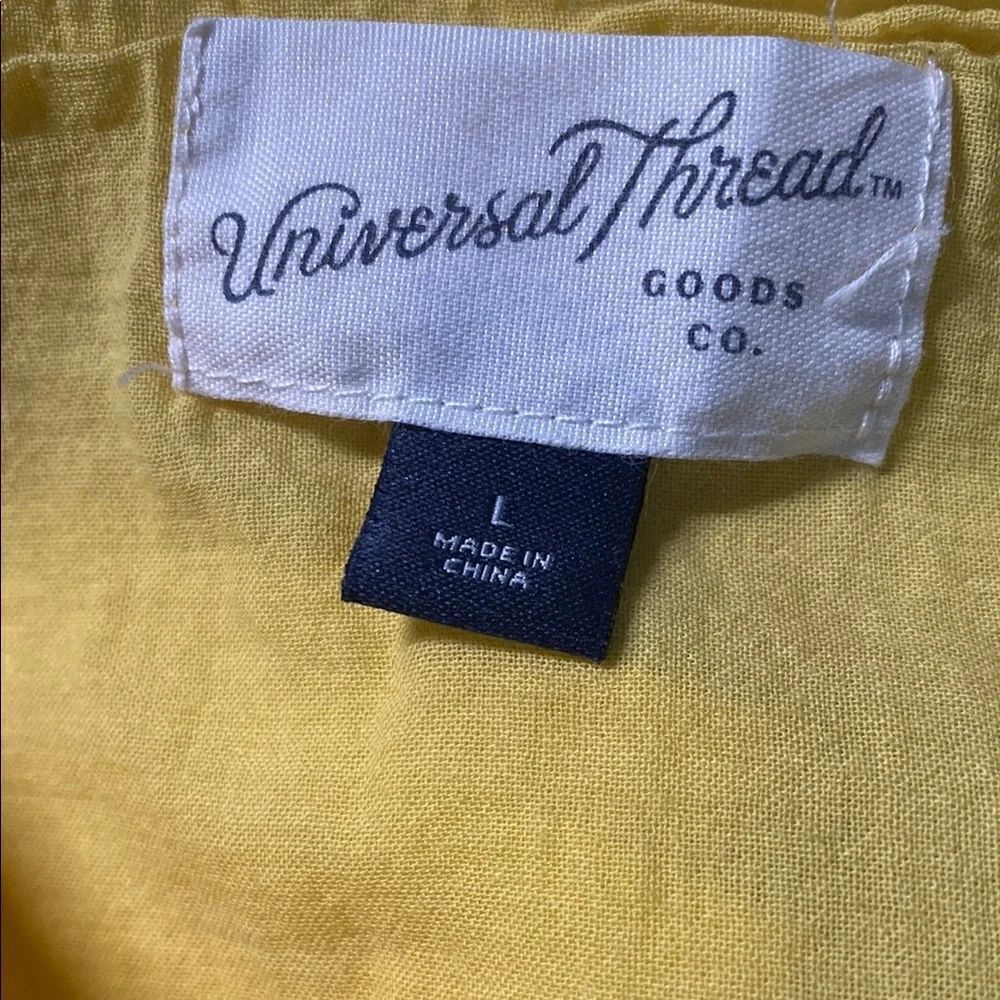 Universal Thread Yellow Pleated Tie Front Cotton Dress Size L - Picture 10 of 12
